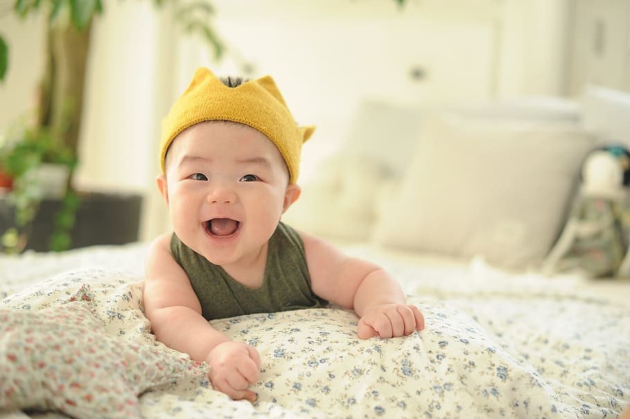 baby enjoying her tummy time 